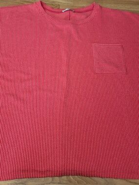 Zenana Outfitters Men's Coral Ribbed Short Sleeve Tee with Chest Pocket